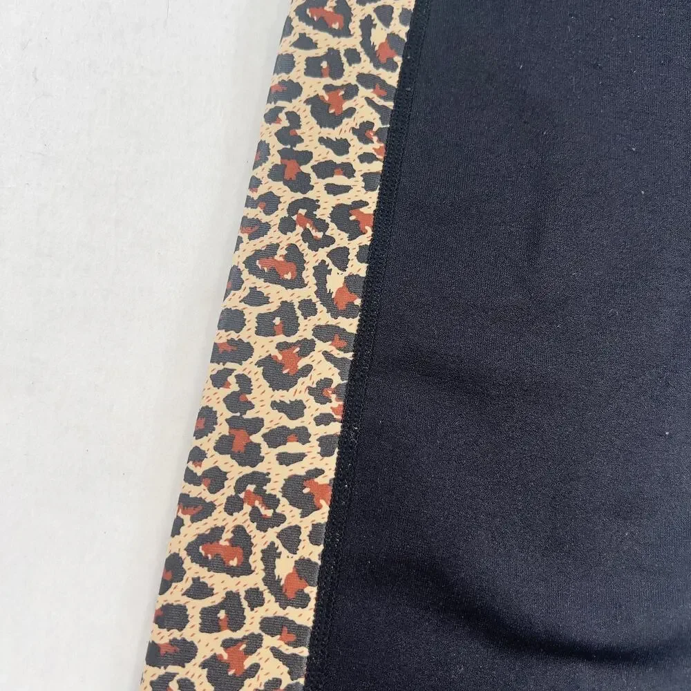 LA Winner Leggings Woman's One Size Workout Pants Animal Print Leopard LOVE Band